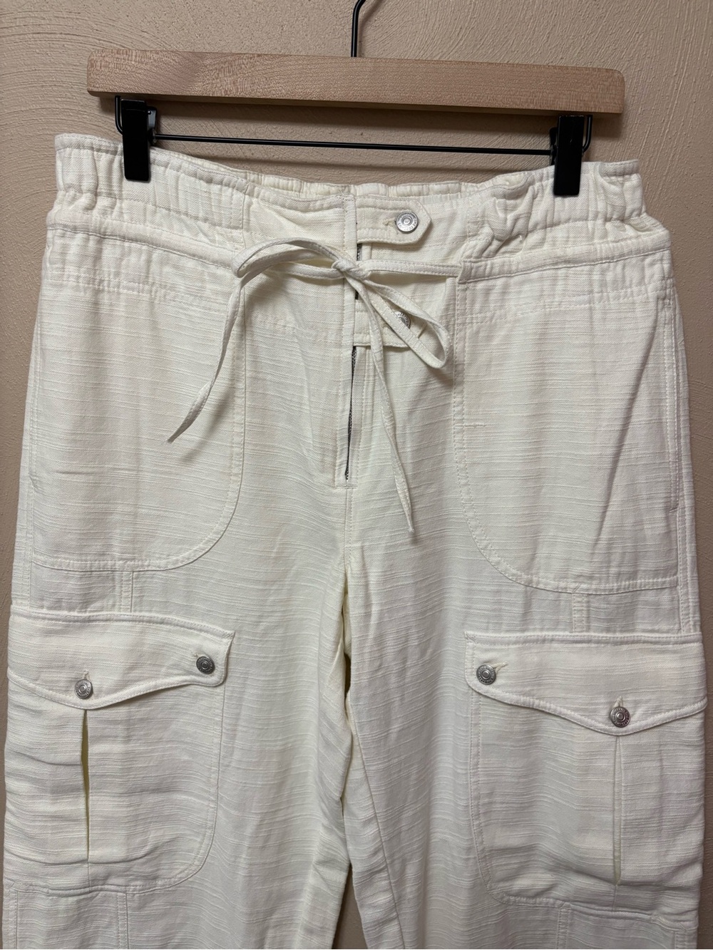 Free People We The Free Park Ave Cargo Pant Ivory Size Medium NWT New - Picture 6 of 16